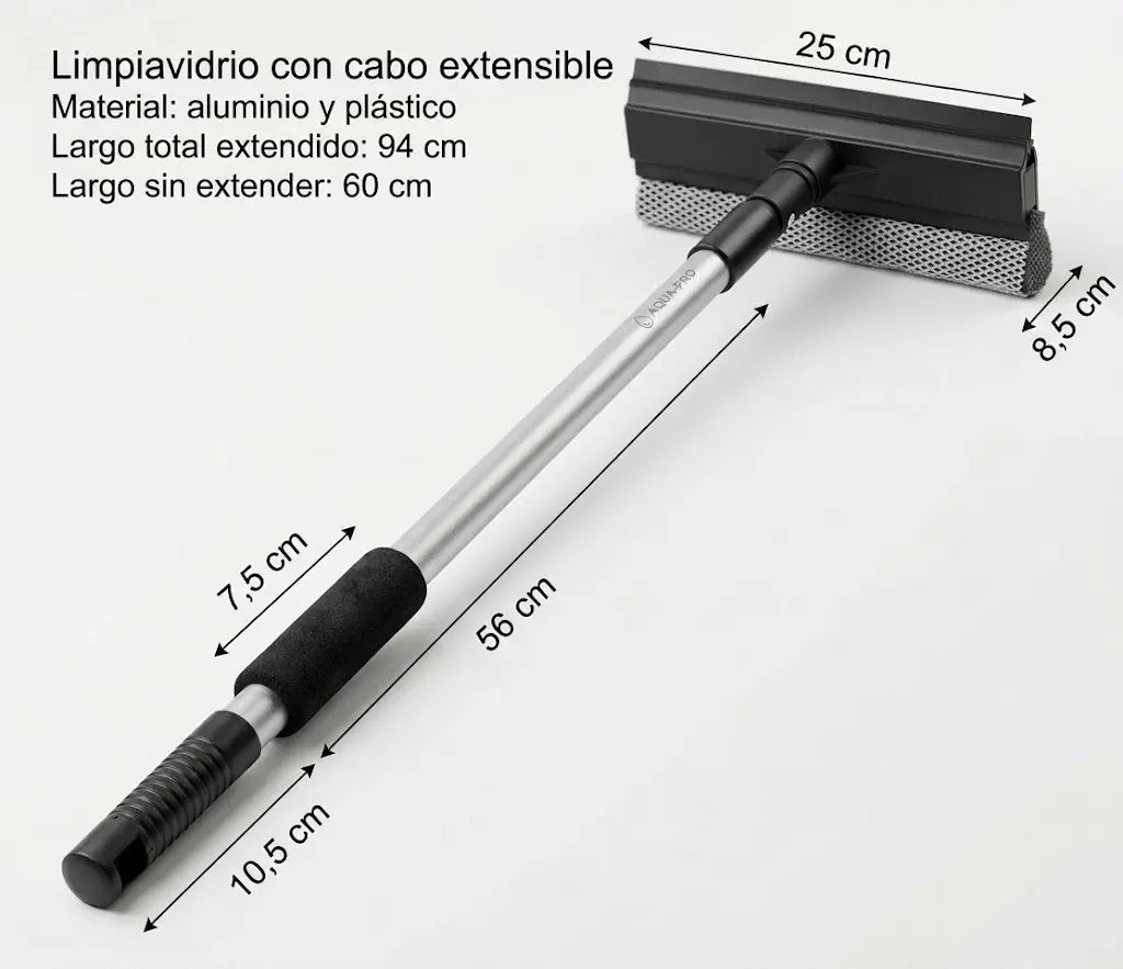 Limpiavidrio Mango Aluminio Extensible 70cm Lume - Doble Cabeza Lume